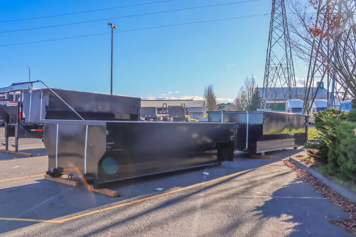 Roll-off dumpster ready for waste disposal at job site for Construction Dumpster Rental in Happy Valley
